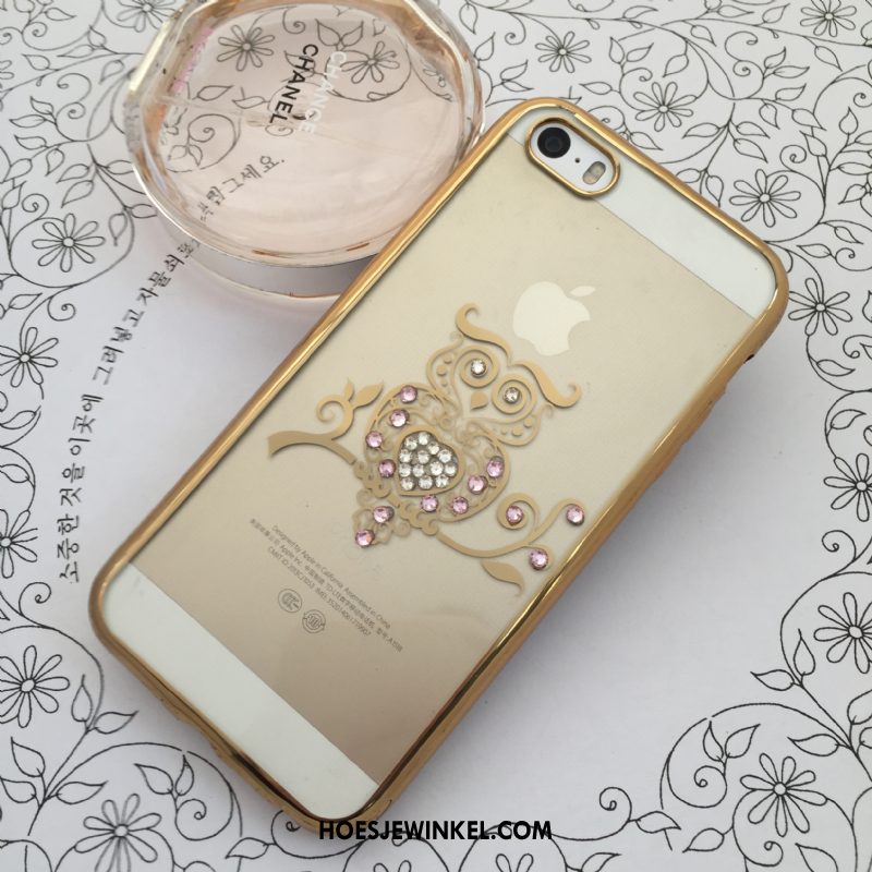 iPhone Se Hoesje Bescherming Elegante Hoes, iPhone Se Hoesje Pauwen Met Strass