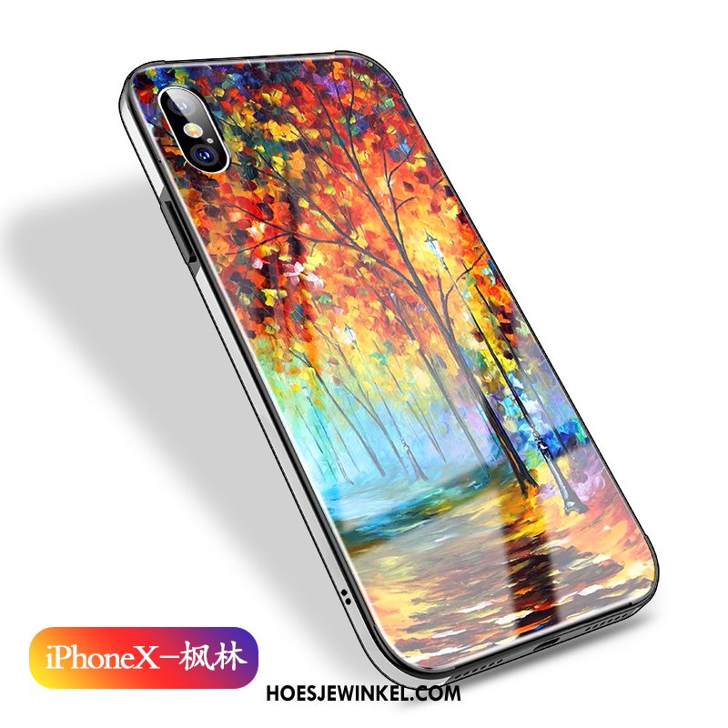 iPhone X Hoesje All Inclusive Blauw Glas, iPhone X Hoesje Olieverfschilderij Anti-fall