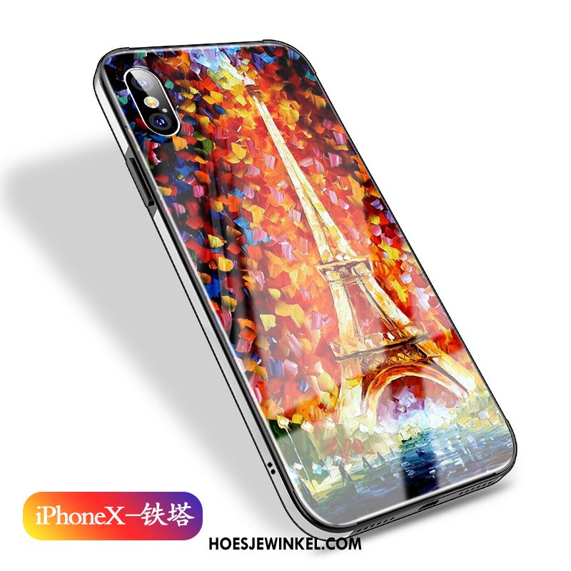 iPhone X Hoesje All Inclusive Blauw Glas, iPhone X Hoesje Olieverfschilderij Anti-fall