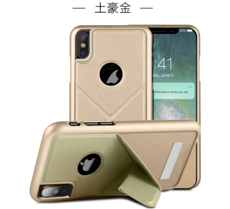 iPhone X Hoesje Leren Etui Mobiele Telefoon Rose Goud, iPhone X Hoesje Vouw Bedrijf