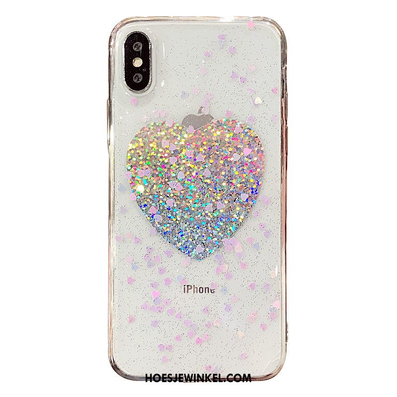 iPhone X Hoesje Liefde Zilver Siliconen, iPhone X Hoesje Doorzichtig Mini