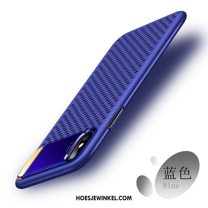 iPhone X Hoesje Mesh Ondersteuning Mobiele Telefoon, iPhone X Hoesje Metaal Blauw