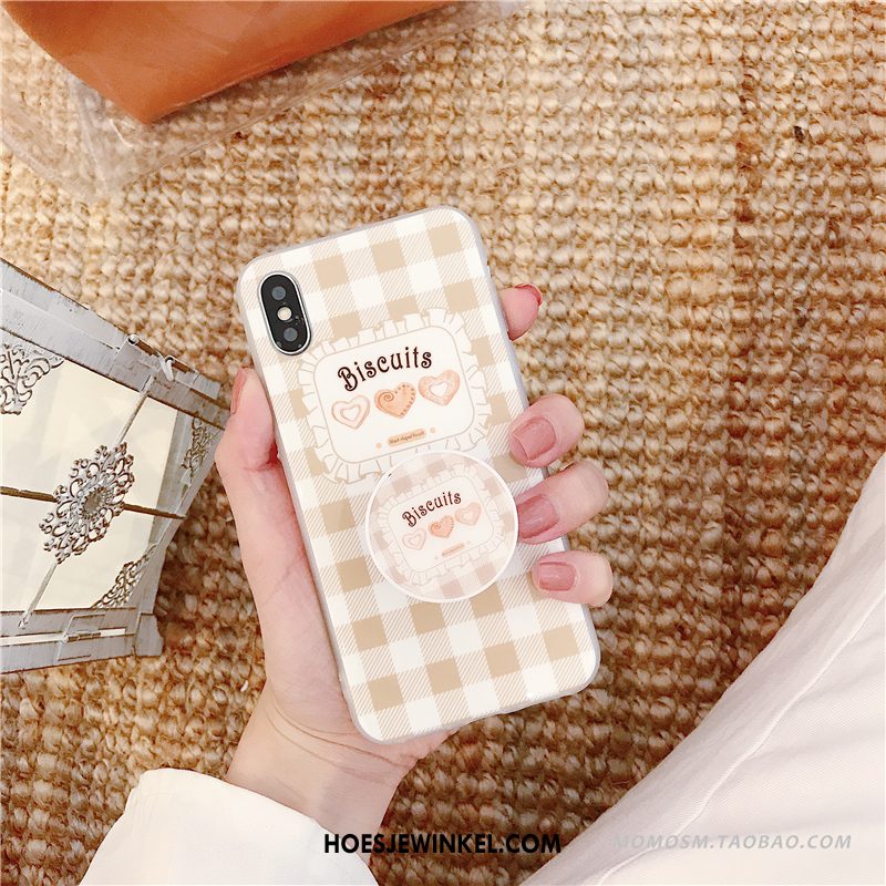 iPhone X Hoesje Mobiele Telefoon Wind Geruit, iPhone X Hoesje Kunst Scheppend Beige