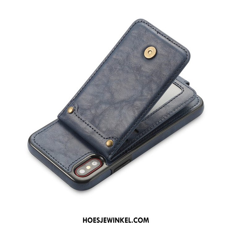 iPhone X Hoesje Portemonnee Anti-fall Kaart, iPhone X Hoesje Mobiele Telefoon All Inclusive Braun