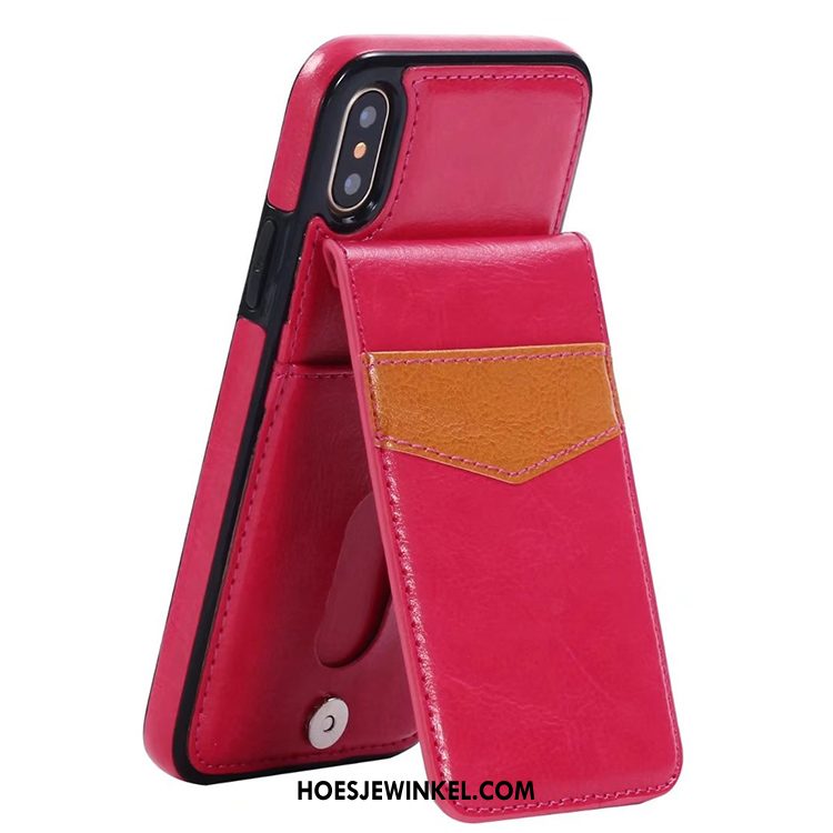 iPhone X Hoesje Wit Ondersteuning Folio, iPhone X Hoesje Hoes Anti-fall