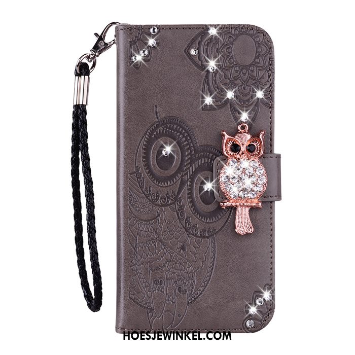 iPhone Xr Hoesje All Inclusive Anti-fall Kat, iPhone Xr Hoesje Leren Etui Met Strass