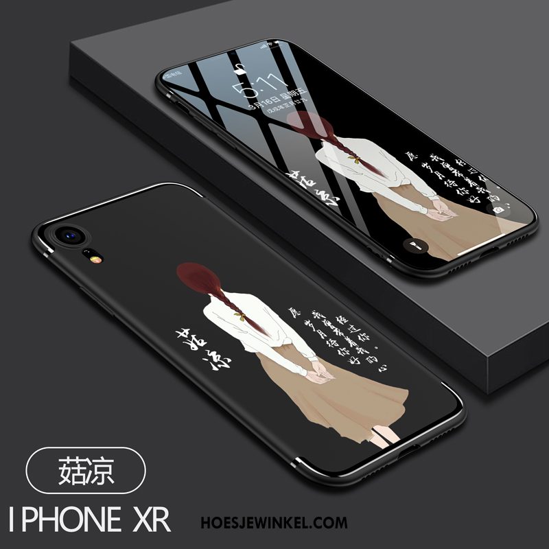 iPhone Xr Hoesje Zwart Anti-fall Spotprent, iPhone Xr Hoesje Trendy Merk Nieuw