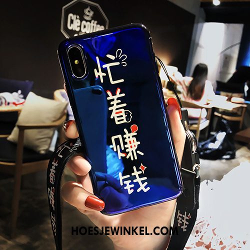 iPhone Xs Hoesje Blauw Trendy Merk Hanger, iPhone Xs Hoesje Siliconen Lovers