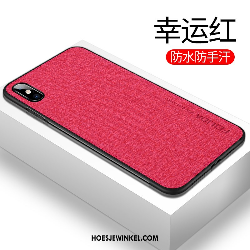 iPhone Xs Hoesje Hard Zacht Anti-fall, iPhone Xs Hoesje Net Red Doek