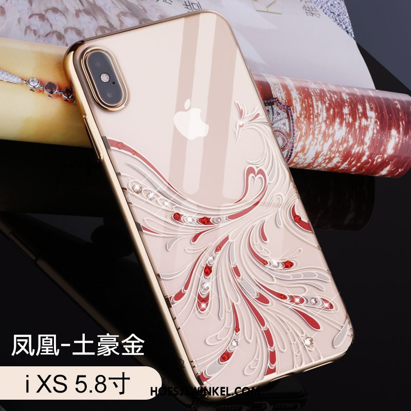 iPhone Xs Hoesje Met Strass Plating Nieuw, iPhone Xs Hoesje High End Mobiele Telefoon