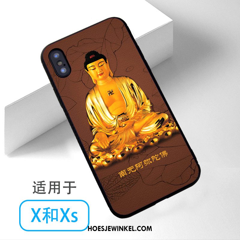 iPhone Xs Hoesje Mobiele Telefoon Blauw Boeddha, iPhone Xs Hoesje