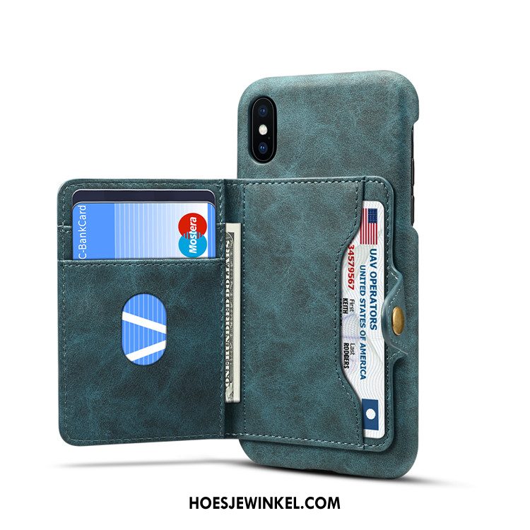 iPhone Xs Hoesje Nieuw Bescherming Kaart, iPhone Xs Hoesje Leren Etui Echt Leer