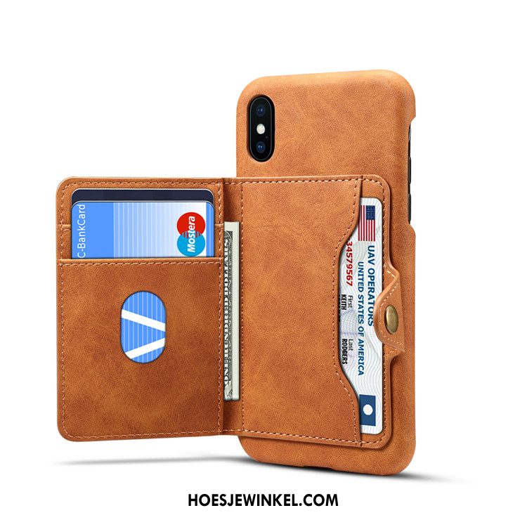 iPhone Xs Hoesje Nieuw Bescherming Kaart, iPhone Xs Hoesje Leren Etui Echt Leer