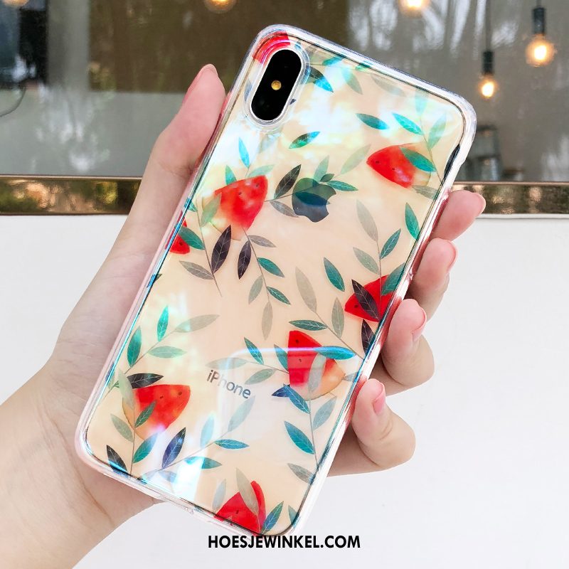 iPhone Xs Hoesje Rood Doorzichtig Net Red, iPhone Xs Hoesje Bescherming Zacht