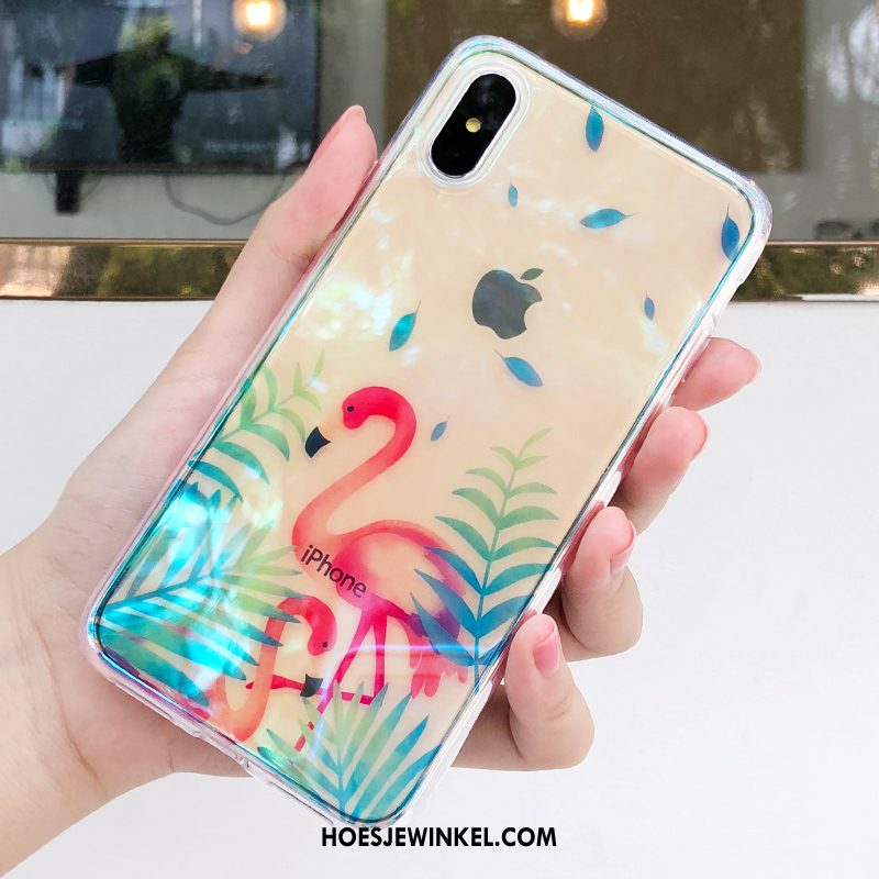 iPhone Xs Hoesje Rood Doorzichtig Net Red, iPhone Xs Hoesje Bescherming Zacht