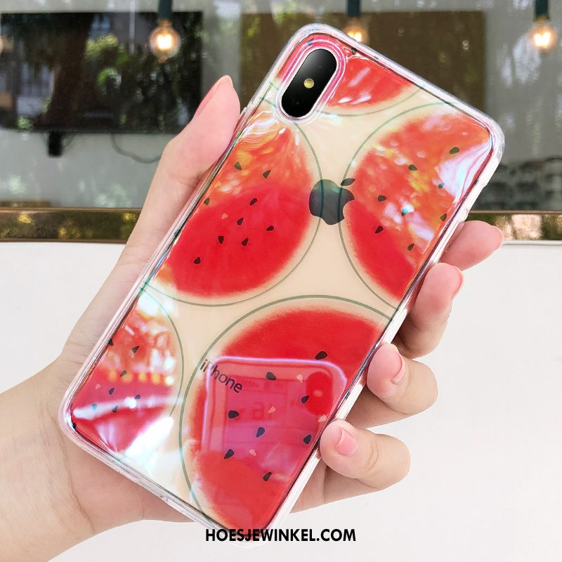 iPhone Xs Hoesje Rood Doorzichtig Net Red, iPhone Xs Hoesje Bescherming Zacht