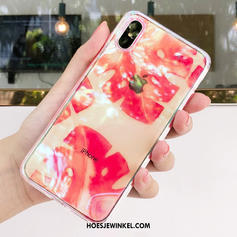 iPhone Xs Hoesje Rood Doorzichtig Net Red, iPhone Xs Hoesje Bescherming Zacht