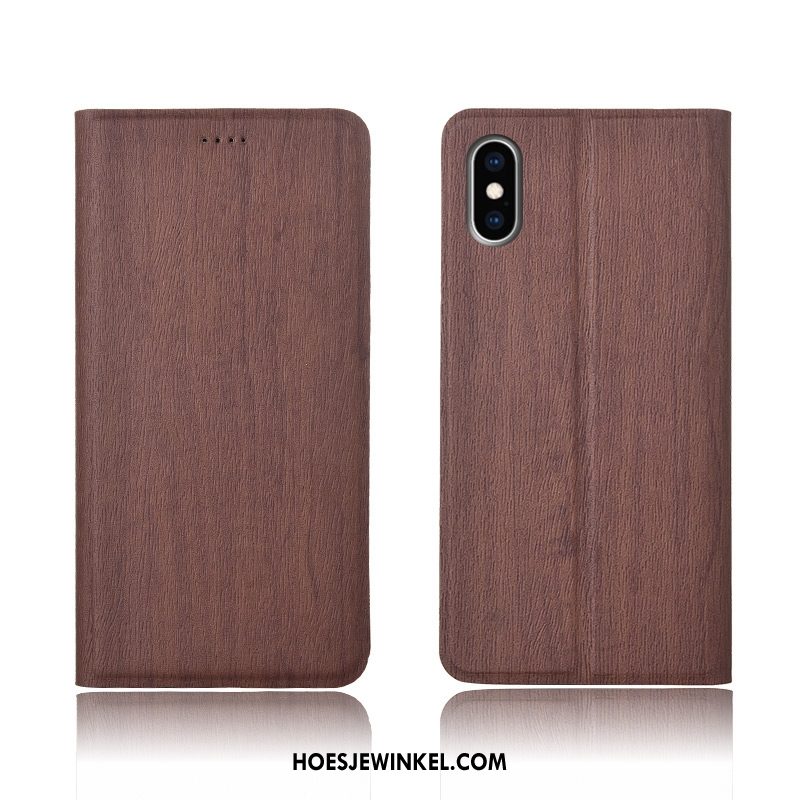 iPhone Xs Hoesje Siliconen All Inclusive Patroon, iPhone Xs Hoesje Anti-fall Bescherming Braun