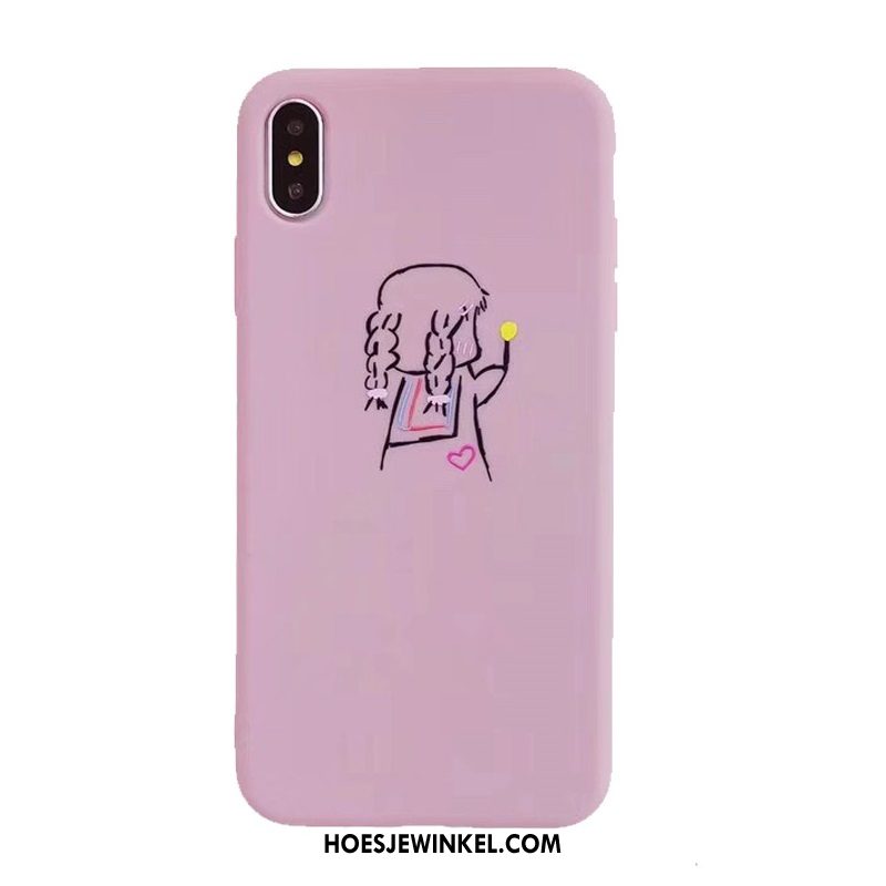 iPhone Xs Hoesje Siliconen Hoes Roze, iPhone Xs Hoesje Lovers Mobiele Telefoon