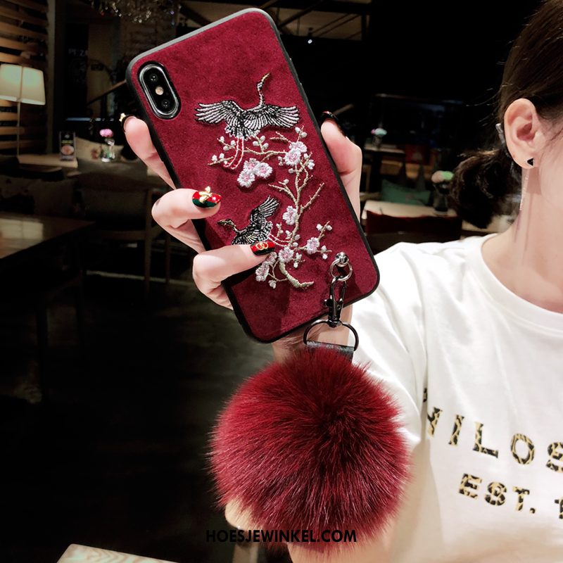 iPhone Xs Hoesje Trendy Merk Driedimensionaal Rood, iPhone Xs Hoesje Mobiele Telefoon Siliconen