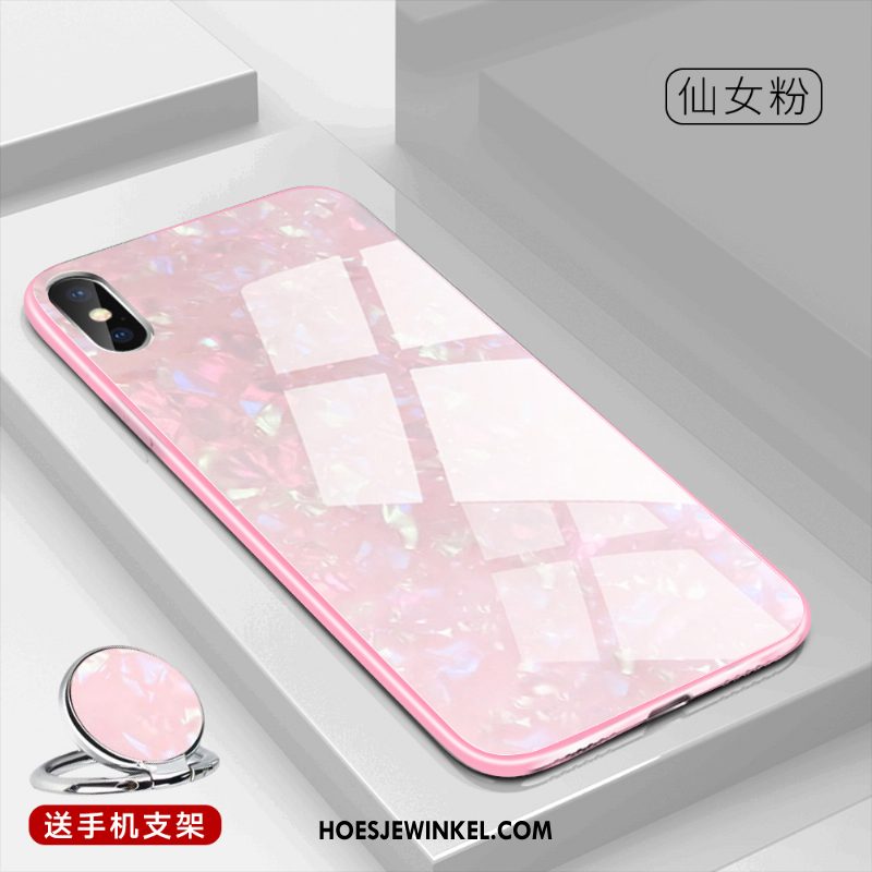 iPhone Xs Hoesje Trendy Merk Glas Anti-fall, iPhone Xs Hoesje Siliconen Net Red