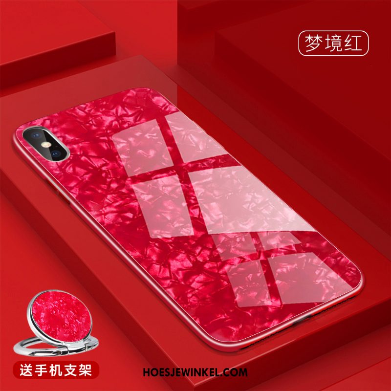 iPhone Xs Hoesje Trendy Merk Glas Anti-fall, iPhone Xs Hoesje Siliconen Net Red