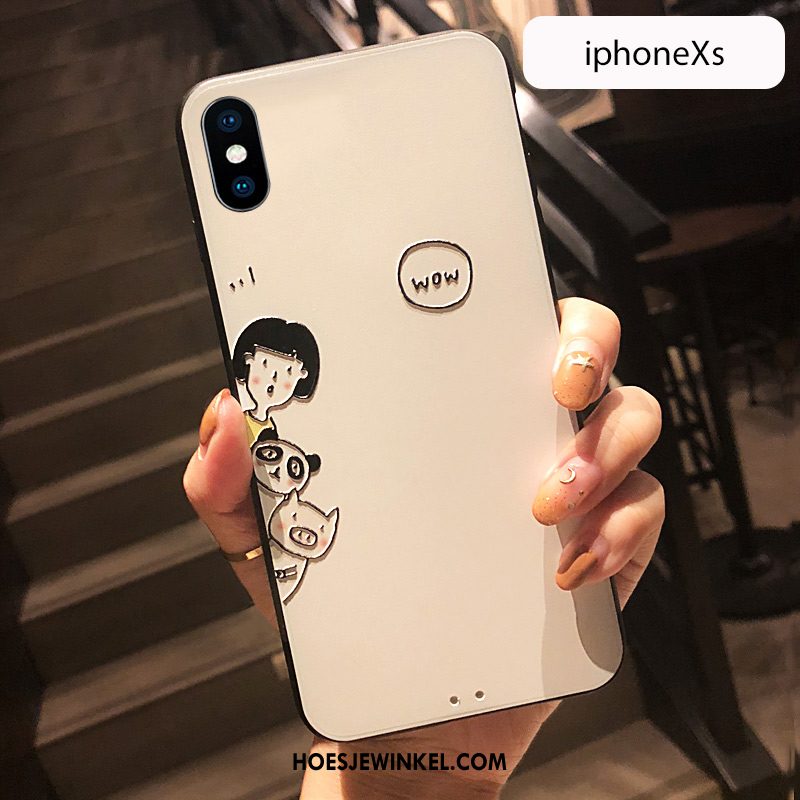 iPhone Xs Hoesje Zacht Reliëf Nieuw, iPhone Xs Hoesje All Inclusive Anti-fall Beige