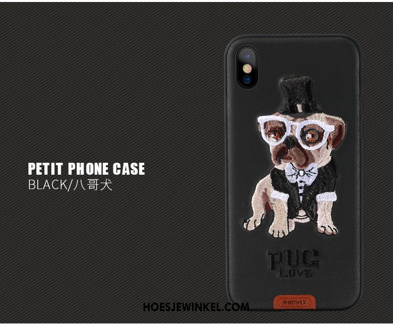 iPhone Xs Max Hoesje All Inclusive Borduurwerk Mobiele Telefoon, iPhone Xs Max Hoesje Bescherming Zwart