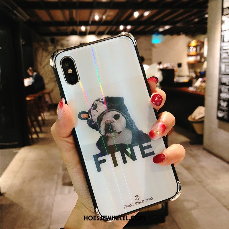 iPhone Xs Max Hoesje Anti-fall All Inclusive Trendy Merk, iPhone Xs Max Hoesje Glas Wit