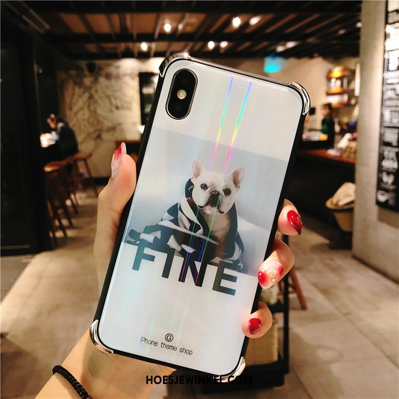 iPhone Xs Max Hoesje Anti-fall All Inclusive Trendy Merk, iPhone Xs Max Hoesje Glas Wit