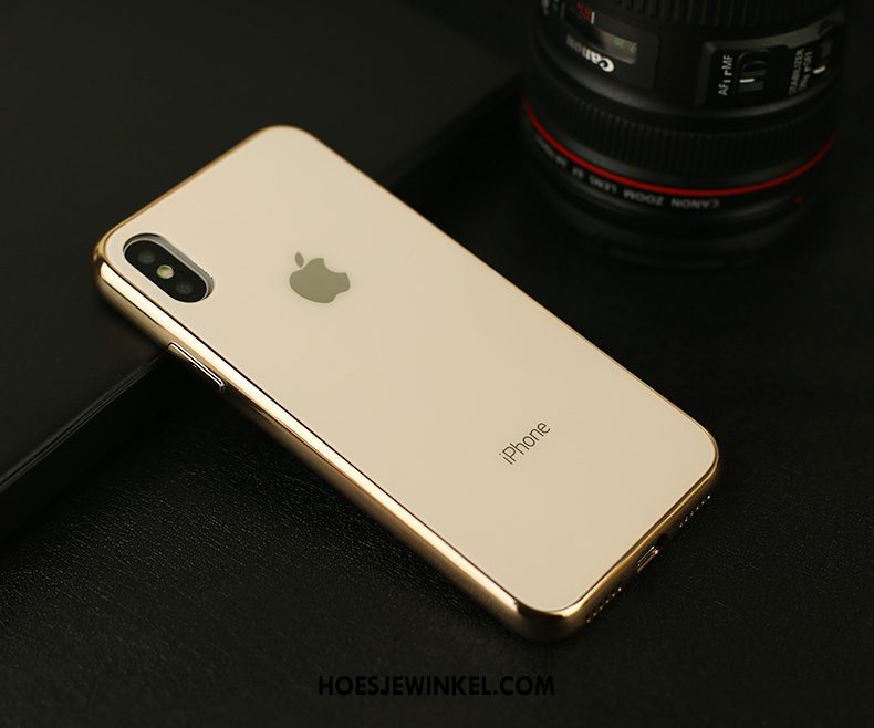 iPhone Xs Max Hoesje Anti-fall Plating Mobiele Telefoon, iPhone Xs Max Hoesje Glas Zwart