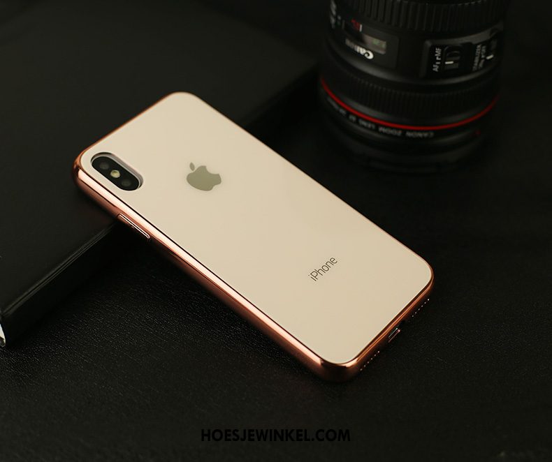 iPhone Xs Max Hoesje Anti-fall Plating Mobiele Telefoon, iPhone Xs Max Hoesje Glas Zwart