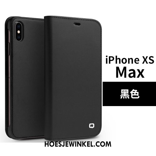 iPhone Xs Max Hoesje Bescherming Eenvoudige Folio, iPhone Xs Max Hoesje Leren Etui Echt Leer