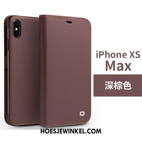 iPhone Xs Max Hoesje Bescherming Eenvoudige Folio, iPhone Xs Max Hoesje Leren Etui Echt Leer