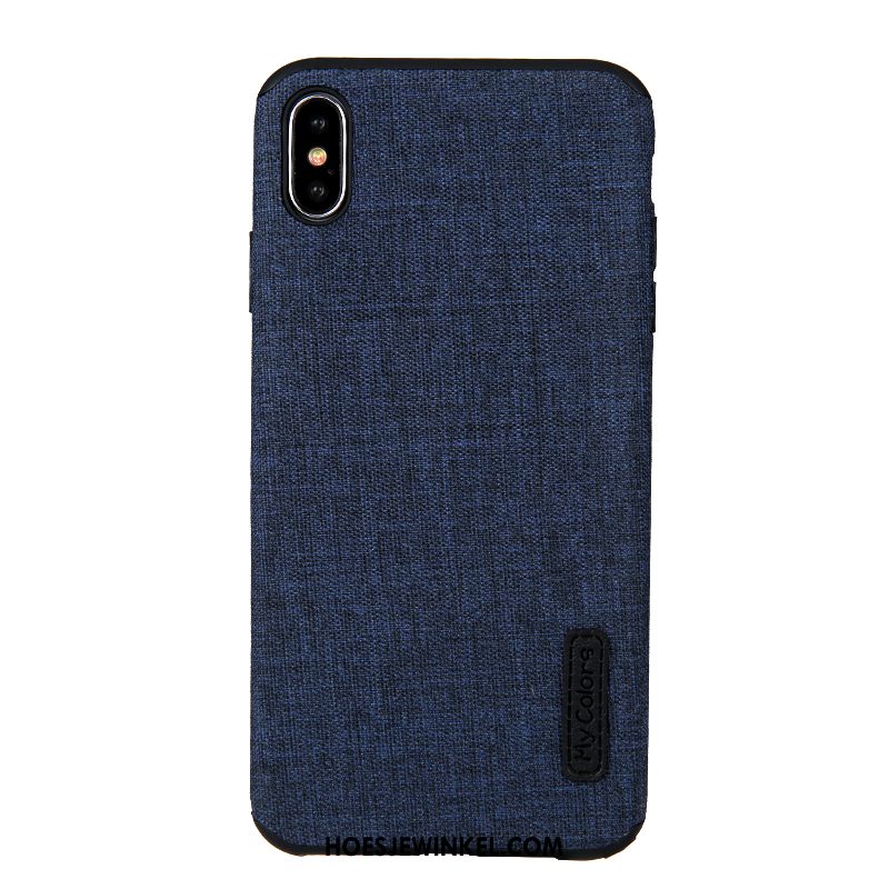 iPhone Xs Max Hoesje Doek Hoes Blauw, iPhone Xs Max Hoesje Anti-fall Mobiele Telefoon