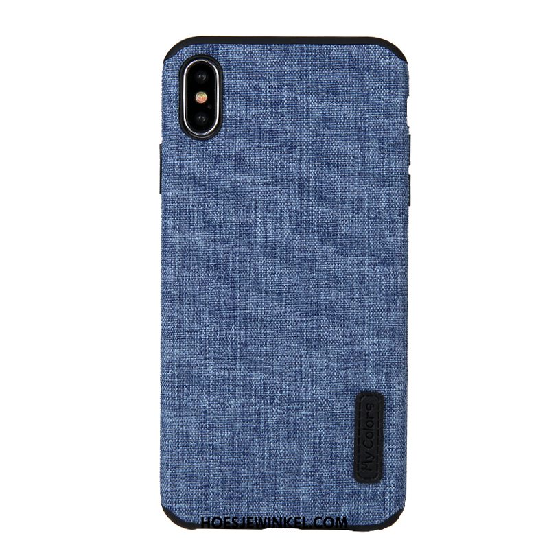 iPhone Xs Max Hoesje Doek Hoes Blauw, iPhone Xs Max Hoesje Anti-fall Mobiele Telefoon