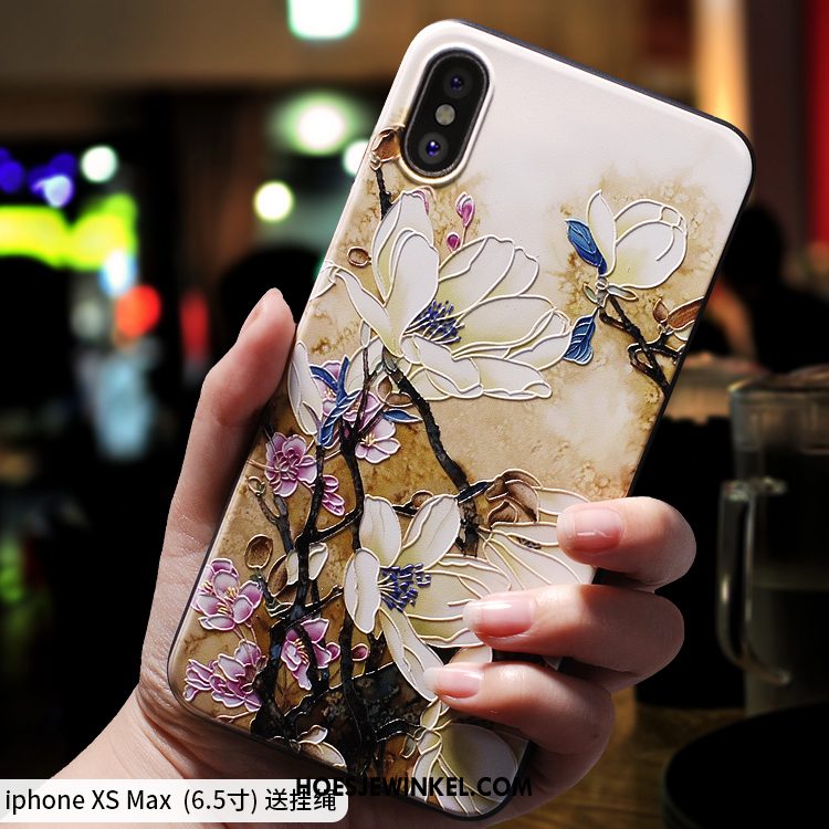 iPhone Xs Max Hoesje Dun Anti-fall Groen, iPhone Xs Max Hoesje Hanger Schrobben Beige