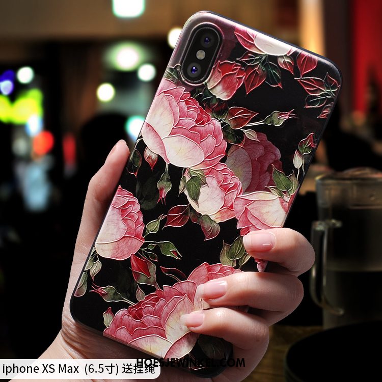 iPhone Xs Max Hoesje Dun Anti-fall Groen, iPhone Xs Max Hoesje Hanger Schrobben Beige