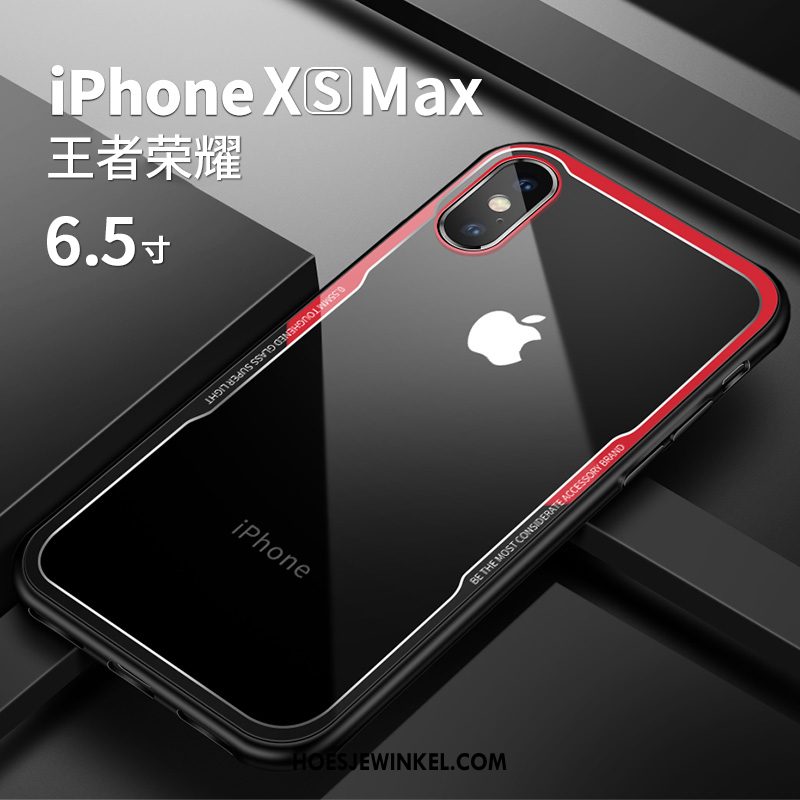 iPhone Xs Max Hoesje Dun Net Red Anti-fall, iPhone Xs Max Hoesje Persoonlijk Glas