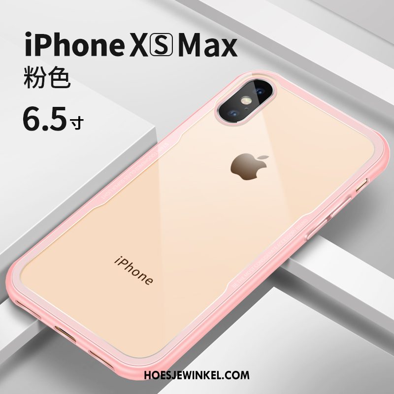 iPhone Xs Max Hoesje Dun Net Red Anti-fall, iPhone Xs Max Hoesje Persoonlijk Glas