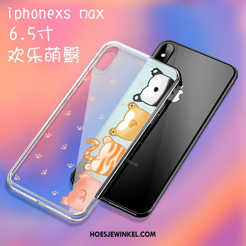 iPhone Xs Max Hoesje High End Hoes Glas, iPhone Xs Max Hoesje Doorzichtig Spotprent