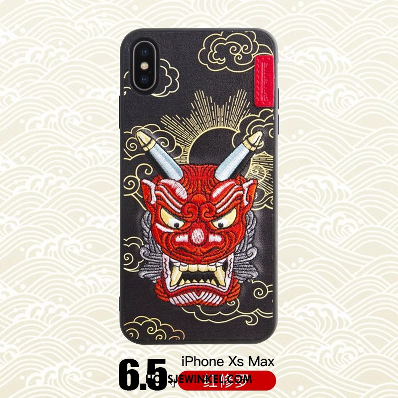 iPhone Xs Max Hoesje Hoes Draak Tijger, iPhone Xs Max Hoesje Trendy Merk Zwart