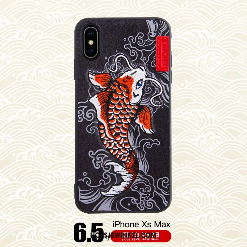 iPhone Xs Max Hoesje Hoes Draak Tijger, iPhone Xs Max Hoesje Trendy Merk Zwart