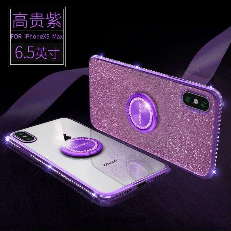 iPhone Xs Max Hoesje Met Strass Anti-fall All Inclusive, iPhone Xs Max Hoesje Purper Siliconen