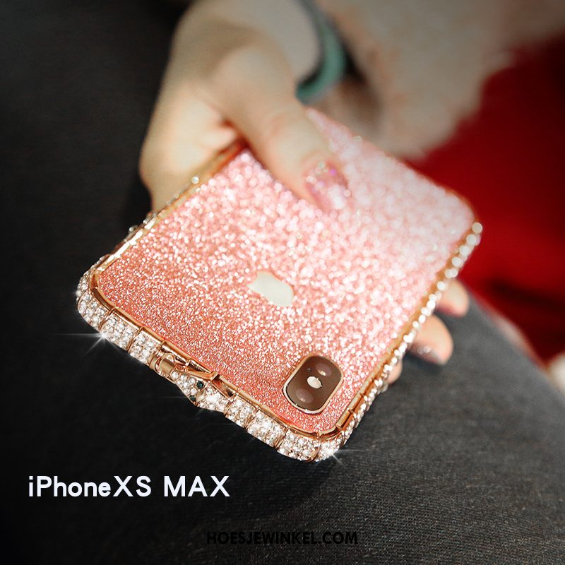 iPhone Xs Max Hoesje Met Strass Metaal Anti-fall, iPhone Xs Max Hoesje Mobiele Telefoon Hoes