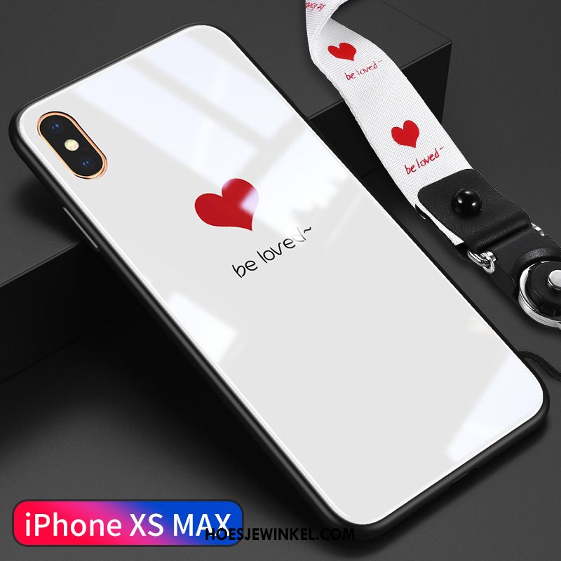 iPhone Xs Max Hoesje Mobiele Telefoon Spiegel Trendy Merk, iPhone Xs Max Hoesje Liefde Opknoping Nek