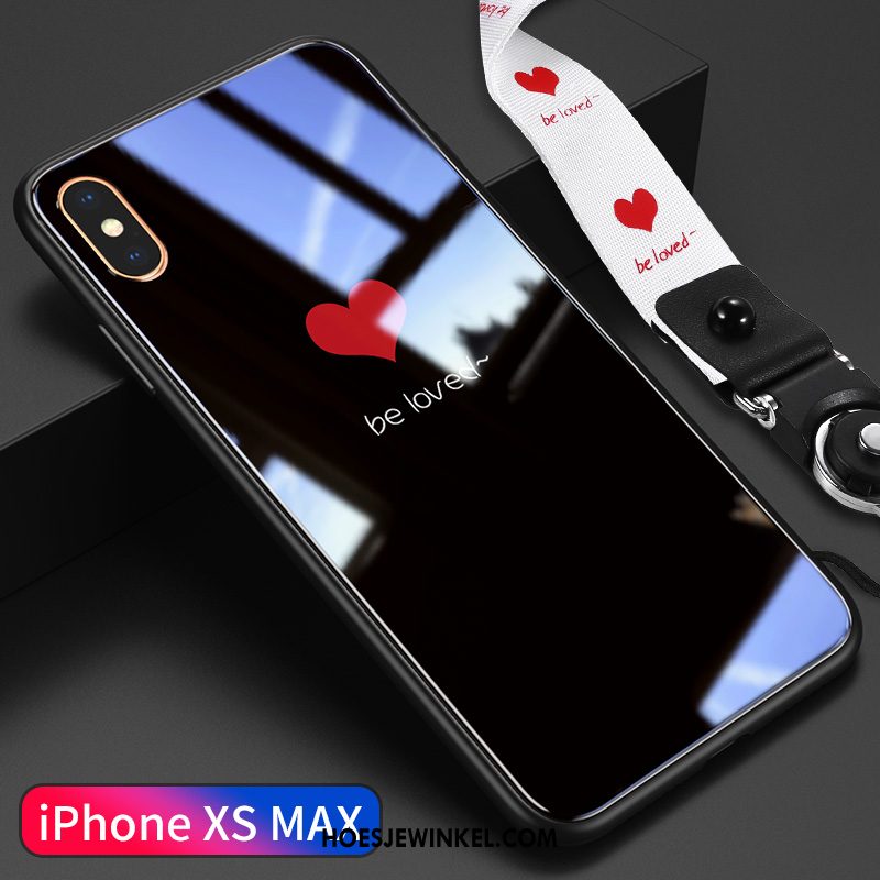 iPhone Xs Max Hoesje Mobiele Telefoon Spiegel Trendy Merk, iPhone Xs Max Hoesje Liefde Opknoping Nek
