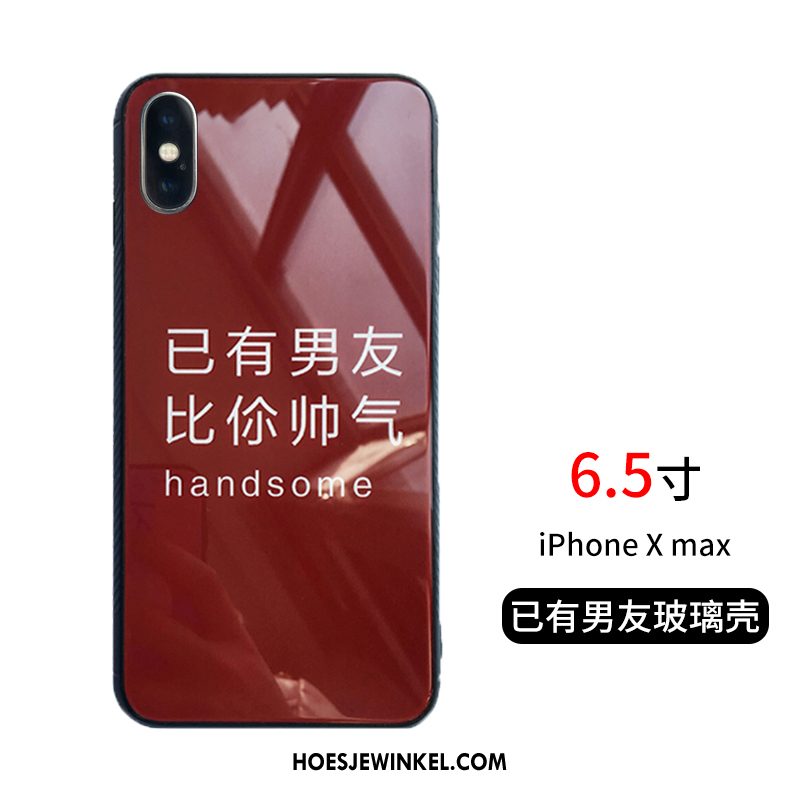 iPhone Xs Max Hoesje Mooi Lovers Mobiele Telefoon, iPhone Xs Max Hoesje Zwart Glas