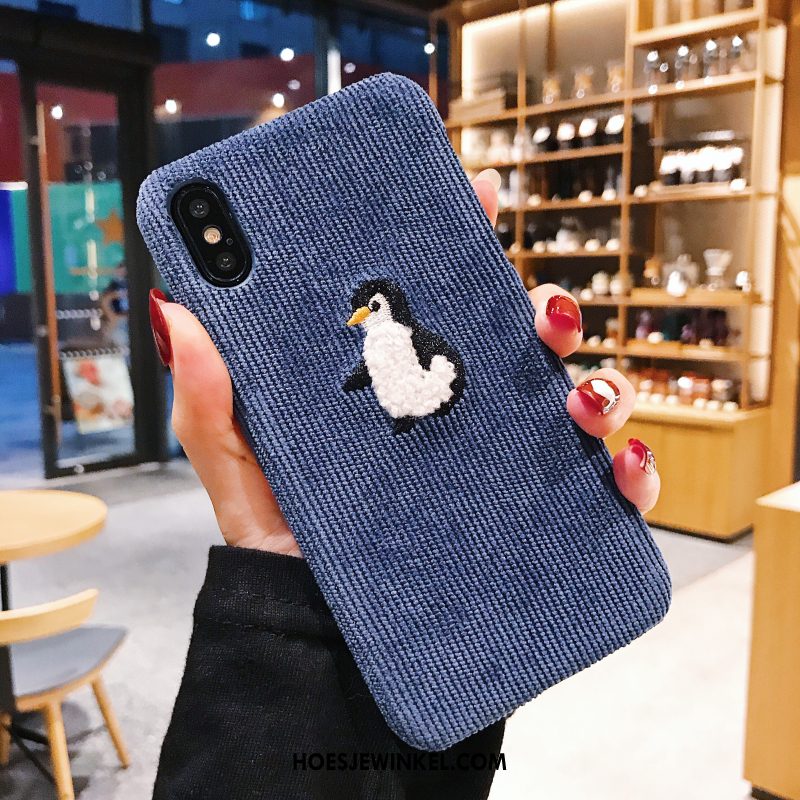 iPhone Xs Max Hoesje Nieuw Hard Anti-fall, iPhone Xs Max Hoesje Blauw Flanel