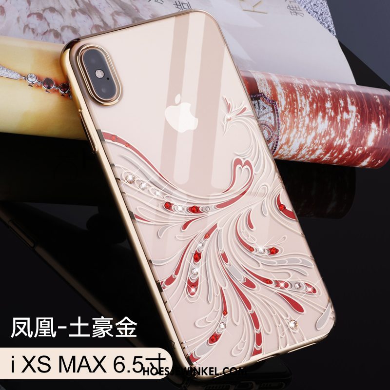 iPhone Xs Max Hoesje Persoonlijk Plating Rood, iPhone Xs Max Hoesje Hoes Goud